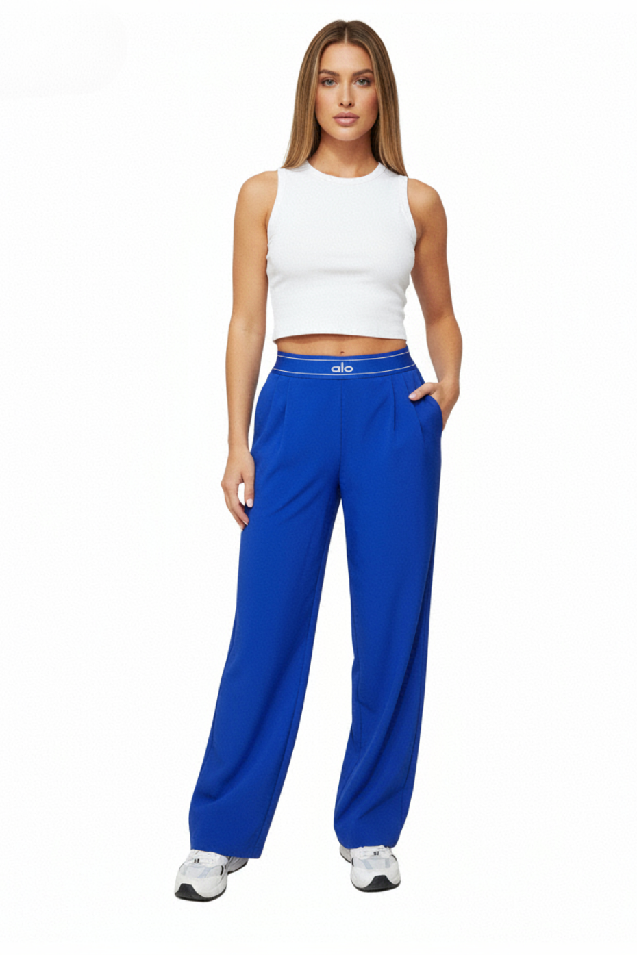 Basic Saks Mavisi Renk Rahat Kalıp Beli Lastikli Regular Pantolon