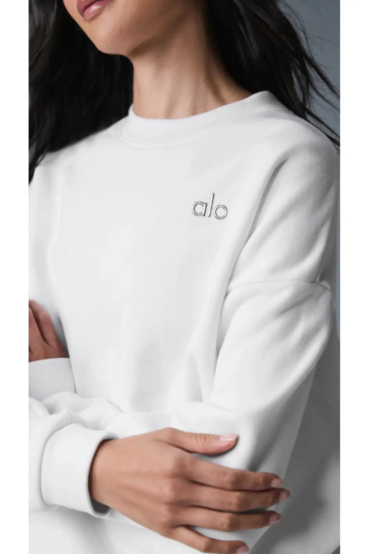 Basic Beyaz Renk Bisiklet Yaka Uzun Kollu Sweatshirt