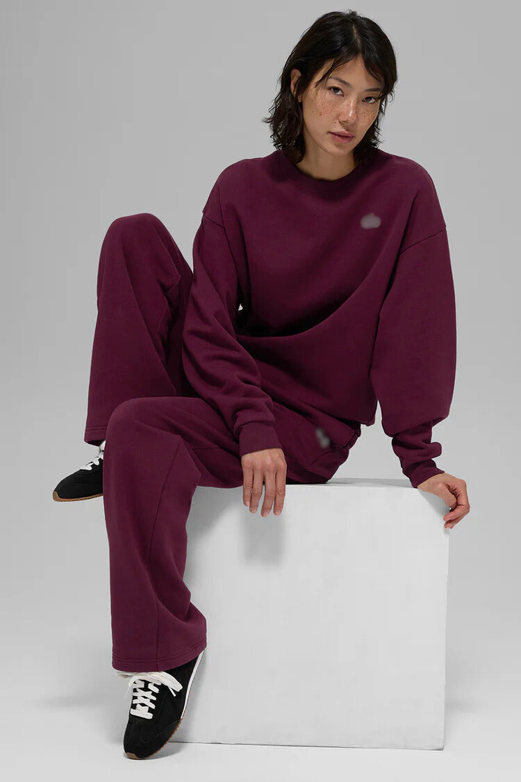 Bordo Renk Oversize Uzun Kollu Sweatshirt