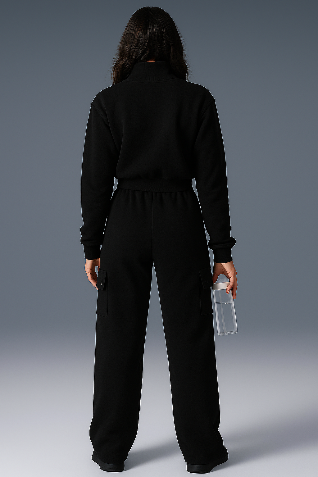 Fermuarlı Modal Kumaş Kargo Cep Pantolon İkili Spor Eşofman Takımı