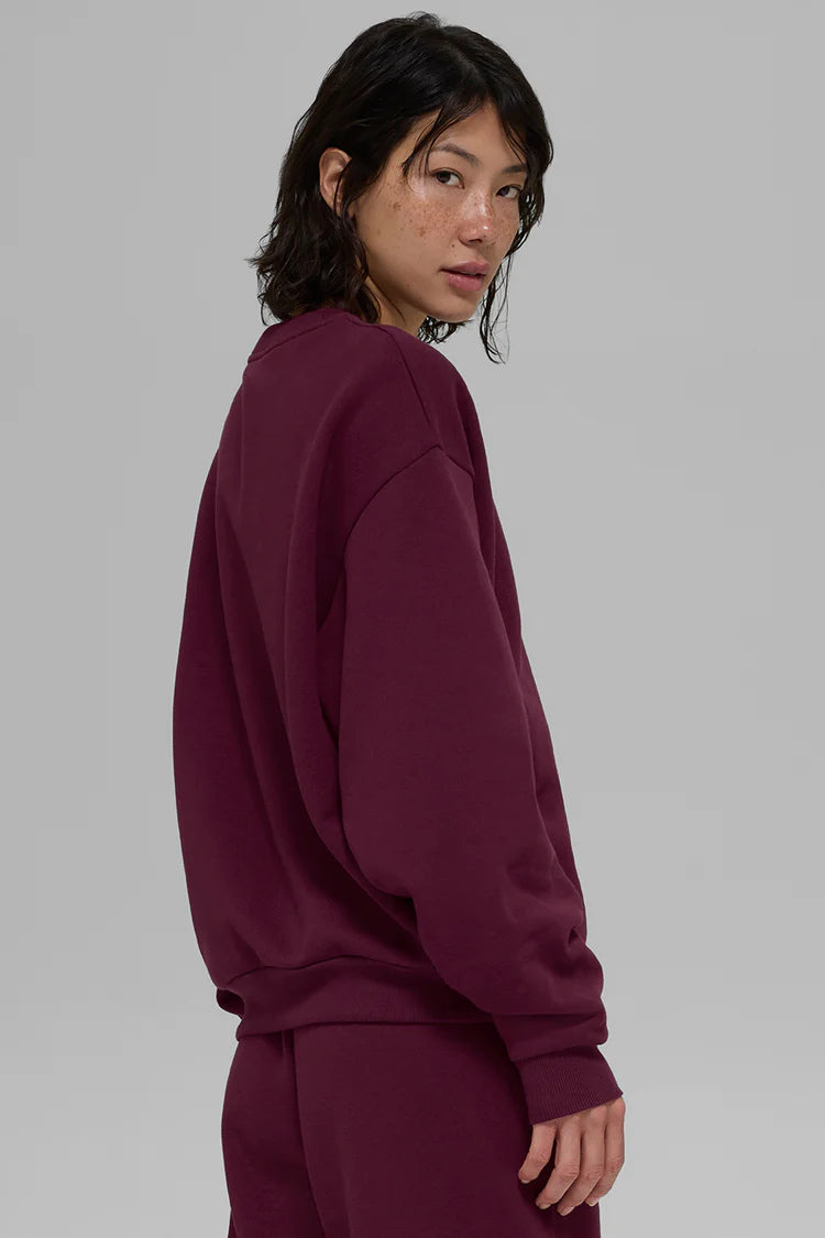 Bordo Renk Oversize Uzun Kollu Sweatshirt