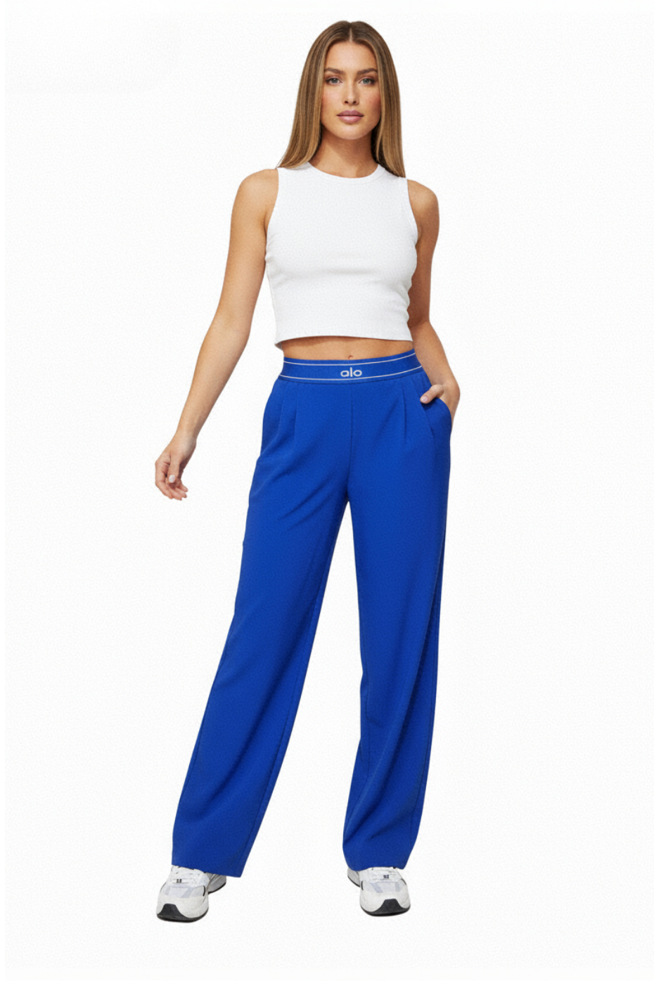 Basic Saks Mavisi Renk Rahat Kalıp Beli Lastikli Regular Pantolon