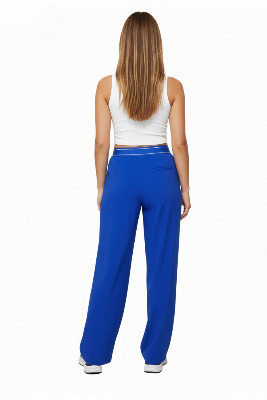 Basic Saks Mavisi Renk Rahat Kalıp Beli Lastikli Regular Pantolon