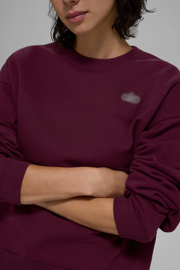 Bordo Renk Oversize Uzun Kollu Sweatshirt