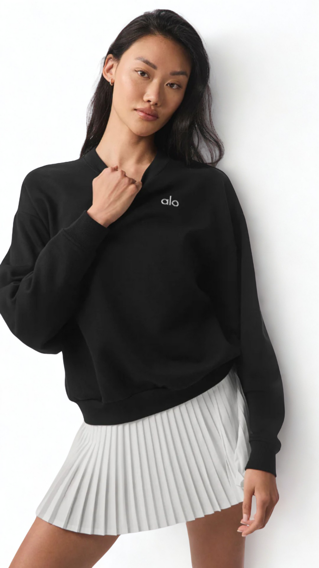 Basic Bisiklet Yaka Uzun Kollu Siyah Sweatshirt