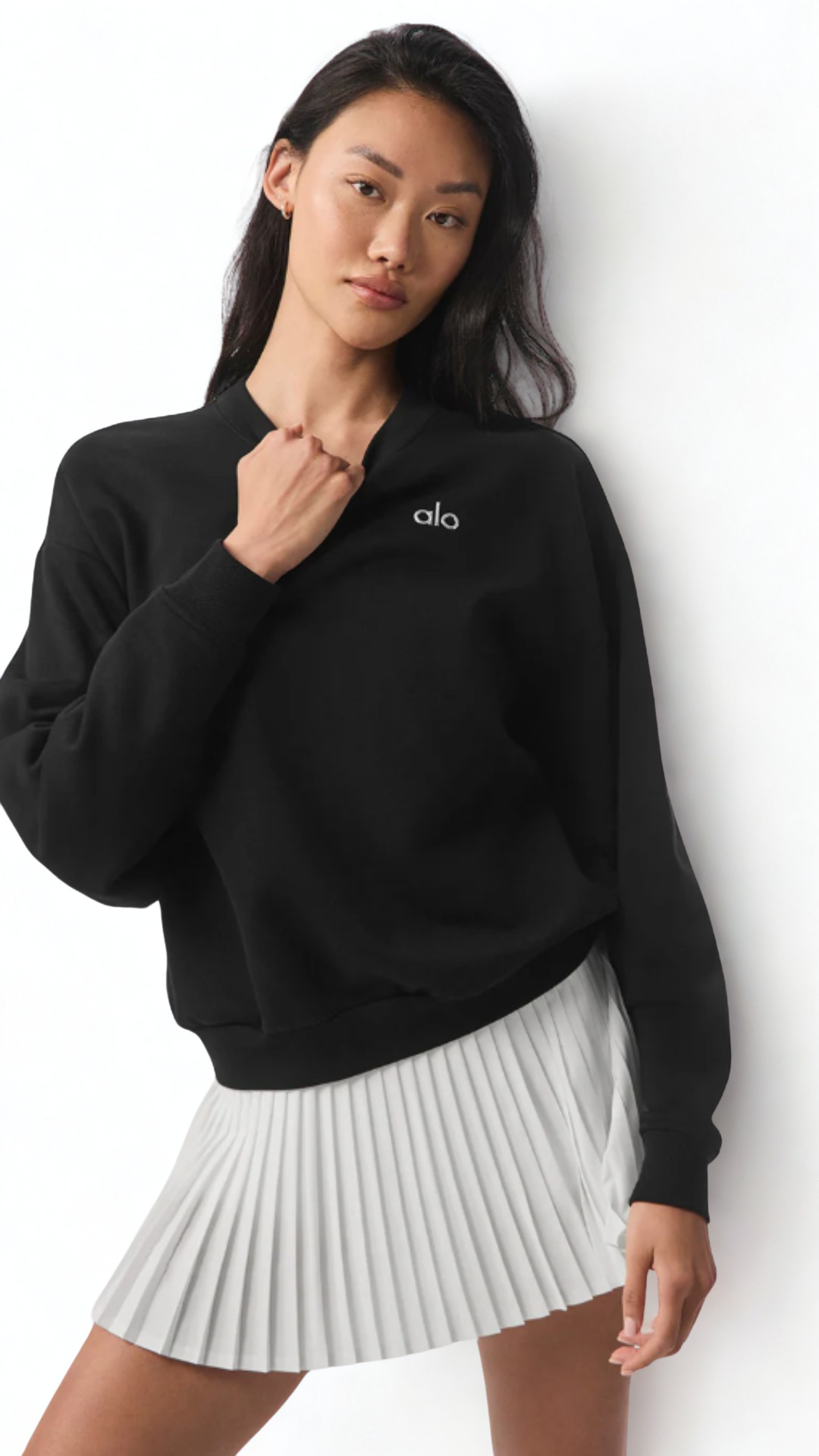 Basic Bisiklet Yaka Uzun Kollu Siyah Sweatshirt