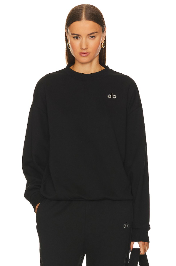 Basic Bisiklet Yaka Uzun Kollu Siyah Sweatshirt