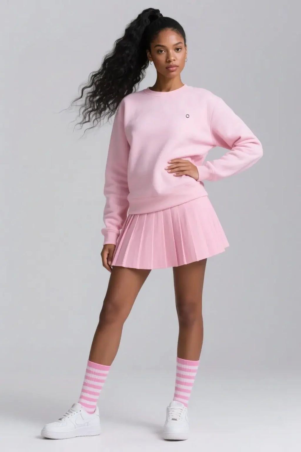 A Heavyweight American Three-dimensional Reflective Logo Casual Sports Loose Yoga Round-neck Sweatshirt