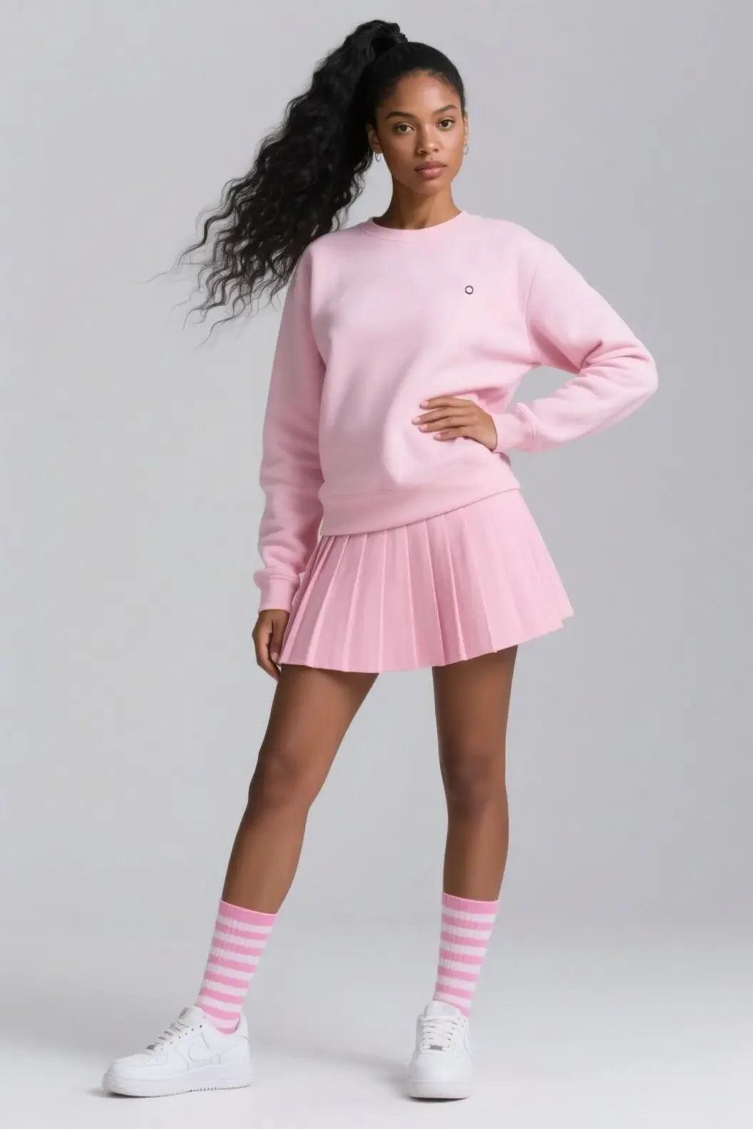 A Heavyweight American Three-dimensional Reflective Logo Casual Sports Loose Yoga Round-neck Sweatshirt