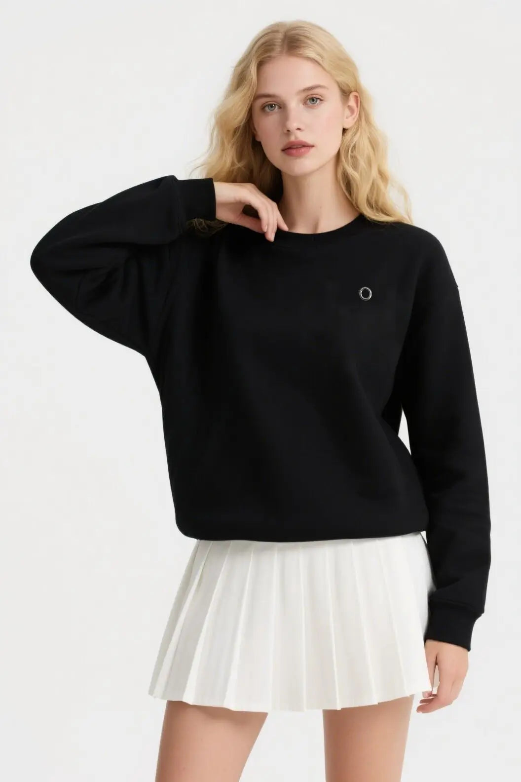 A Heavyweight American Three-dimensional Reflective Logo Casual Sports Loose Yoga Round-neck Sweatshirt