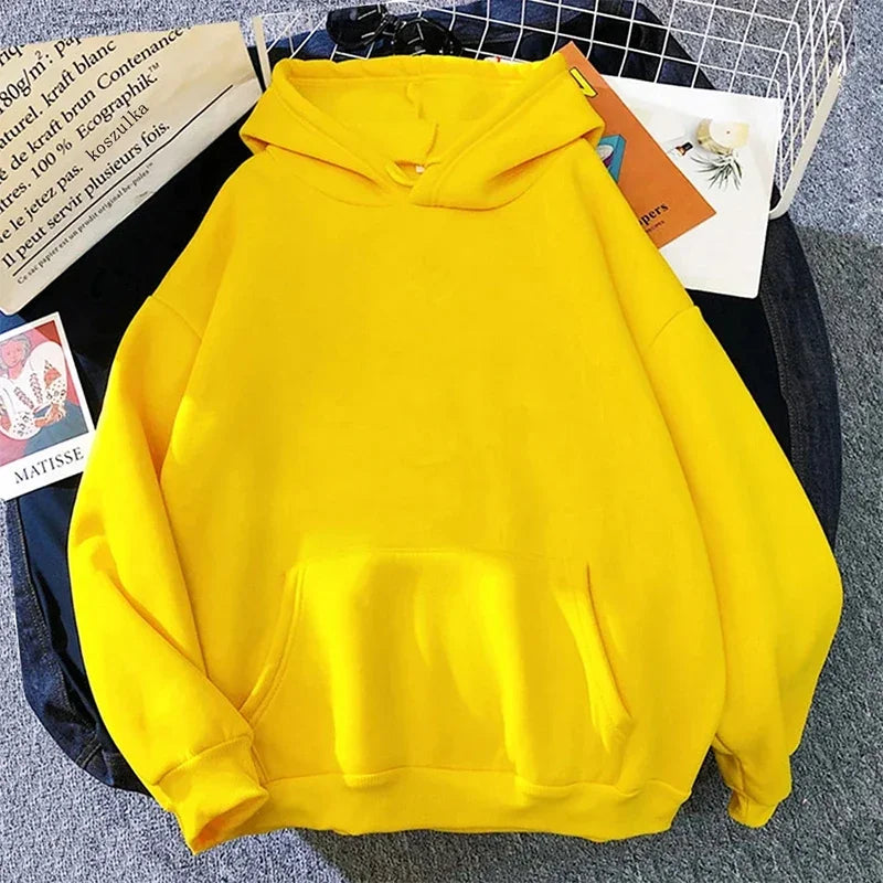 Women's Sweatshirts High Quality Pure Color Hooded Long Sleeve Pullover All Season Feamle Home Outdoor Casual Sporty Warm Hoodie