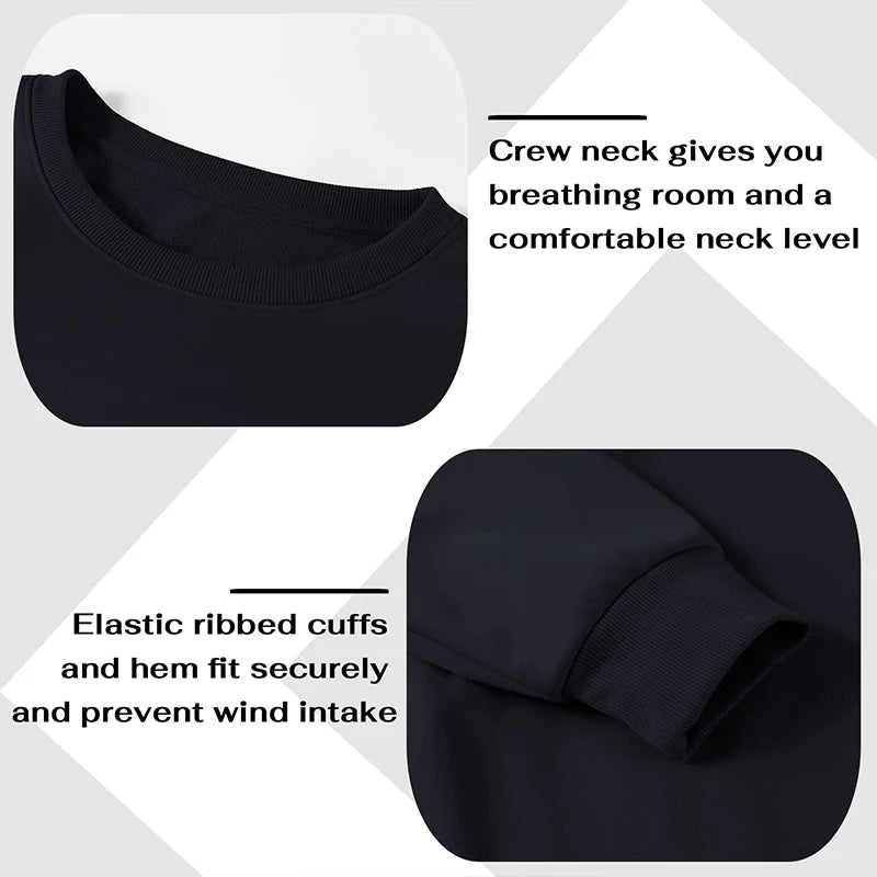 Basic Crewneck Sweatshirts for Men Women Spring Fall Warm Comfy Fleece Lined Pullover Tops Athletic Casual Loose Fit Sweaters