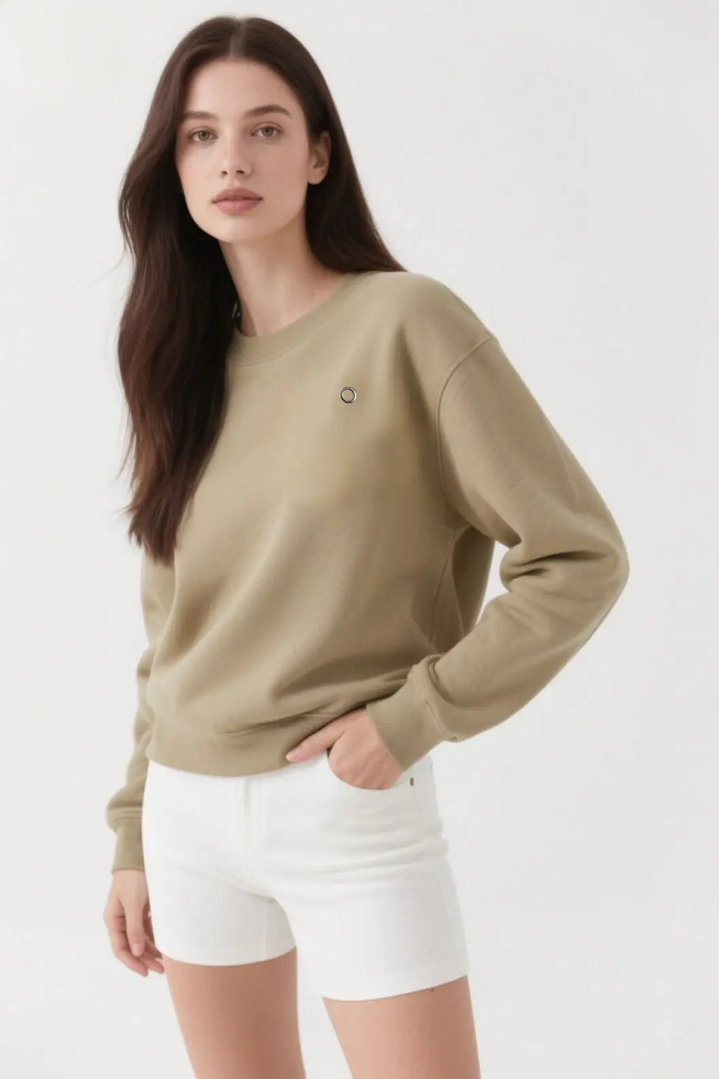 A Heavyweight American Three-dimensional Reflective Logo Casual Sports Loose Yoga Round-neck Sweatshirt