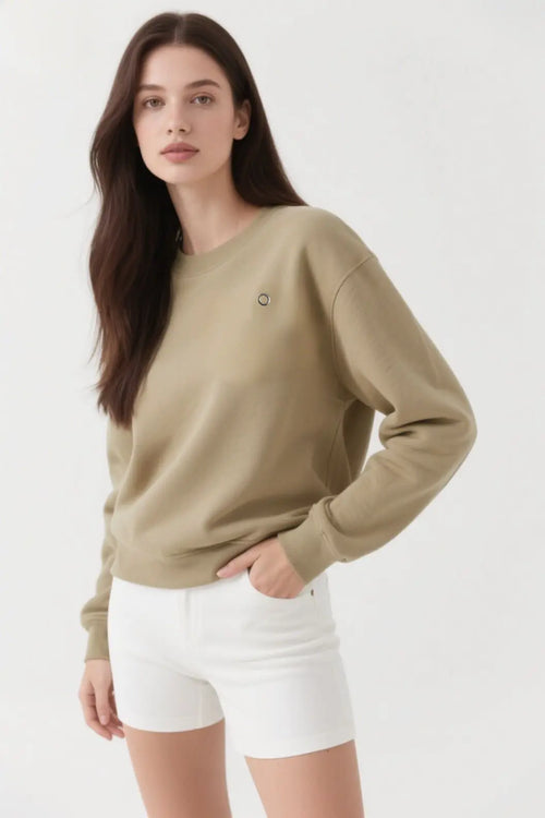 A Heavyweight American Three-dimensional Reflective Logo Casual Sports Loose Yoga Round-neck Sweatshirt