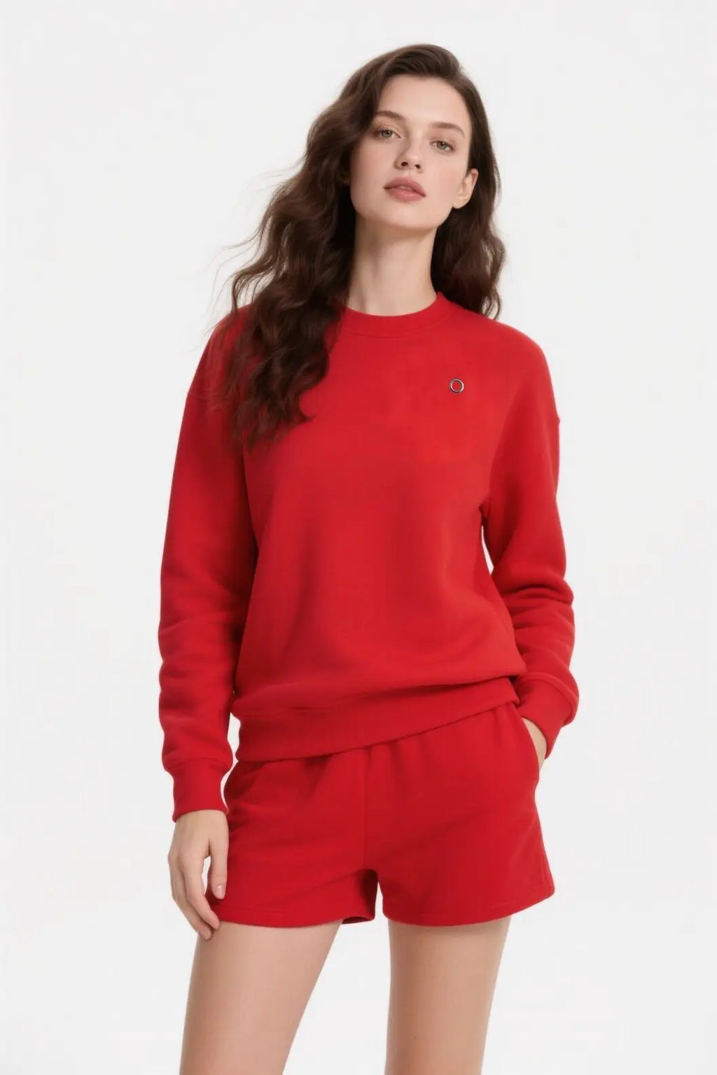 A Heavyweight American Three-dimensional Reflective Logo Casual Sports Loose Yoga Round-neck Sweatshirt