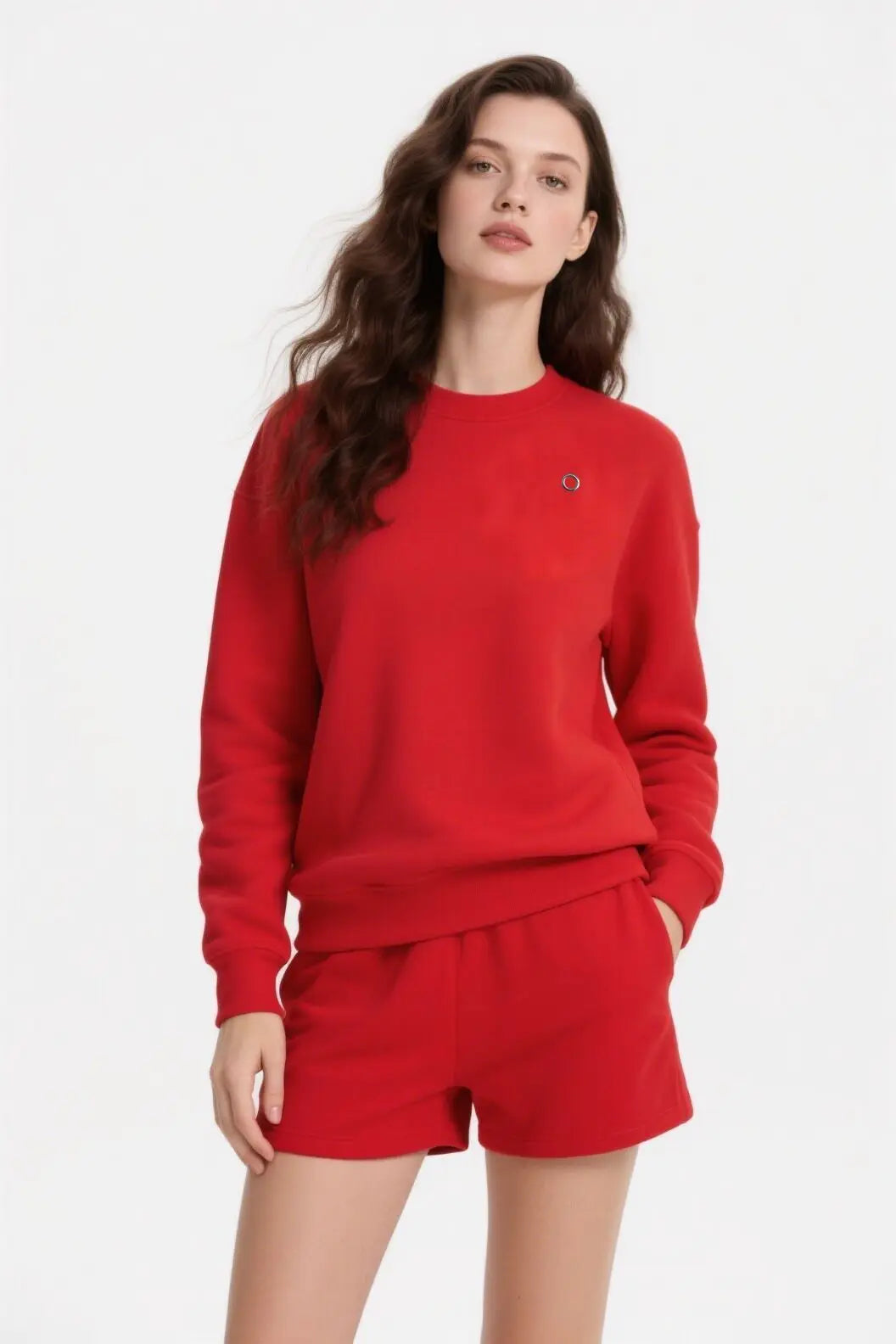 A Heavyweight American Three-dimensional Reflective Logo Casual Sports Loose Yoga Round-neck Sweatshirt