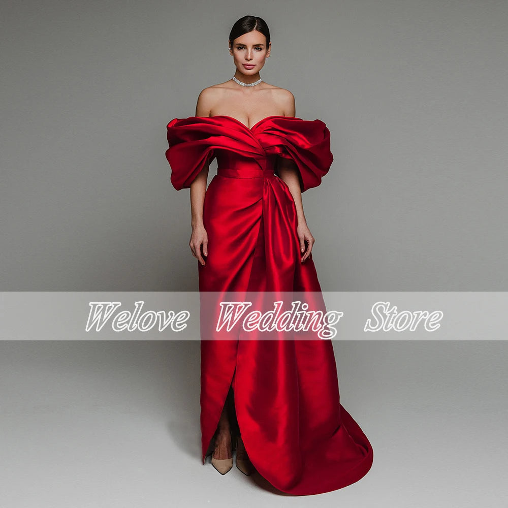 Off Shoulder Engagement Prom Dress For Woman Detachable Train Floor Length Draped Sweetheart Neck Mono Evening Party Gown Large