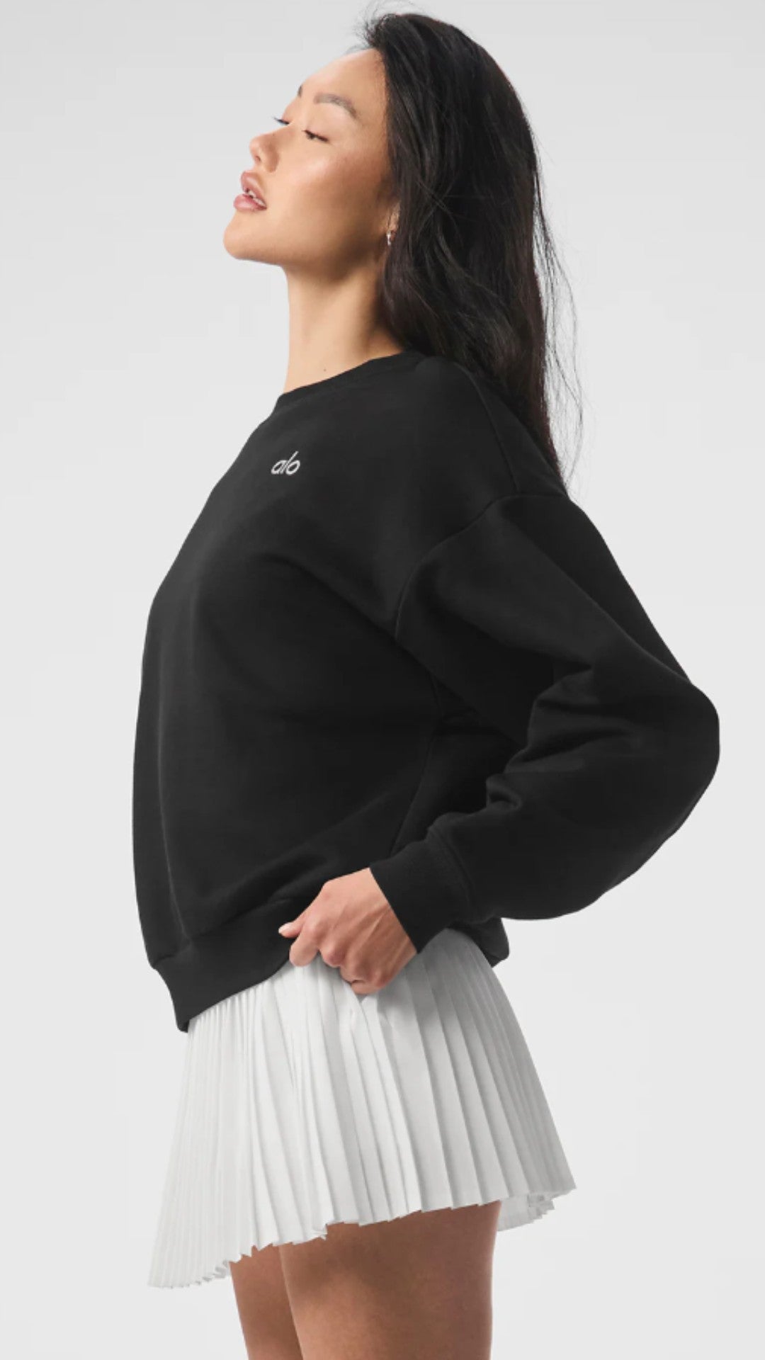 Basic Bisiklet Yaka Uzun Kollu Siyah Sweatshirt