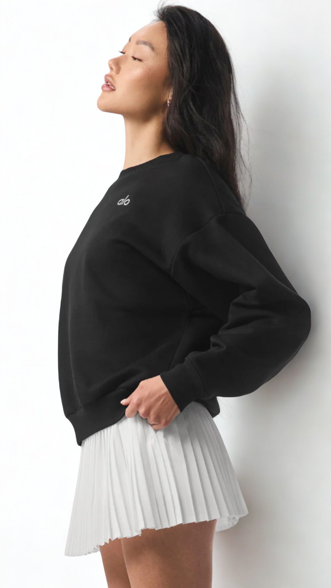 Basic Bisiklet Yaka Uzun Kollu Siyah Sweatshirt